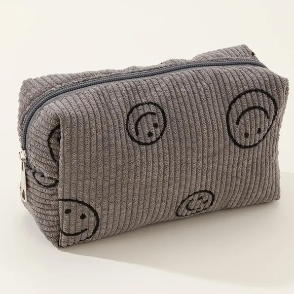 Smiley Face Corduroy Makeup Bags - Picture 5 of 10